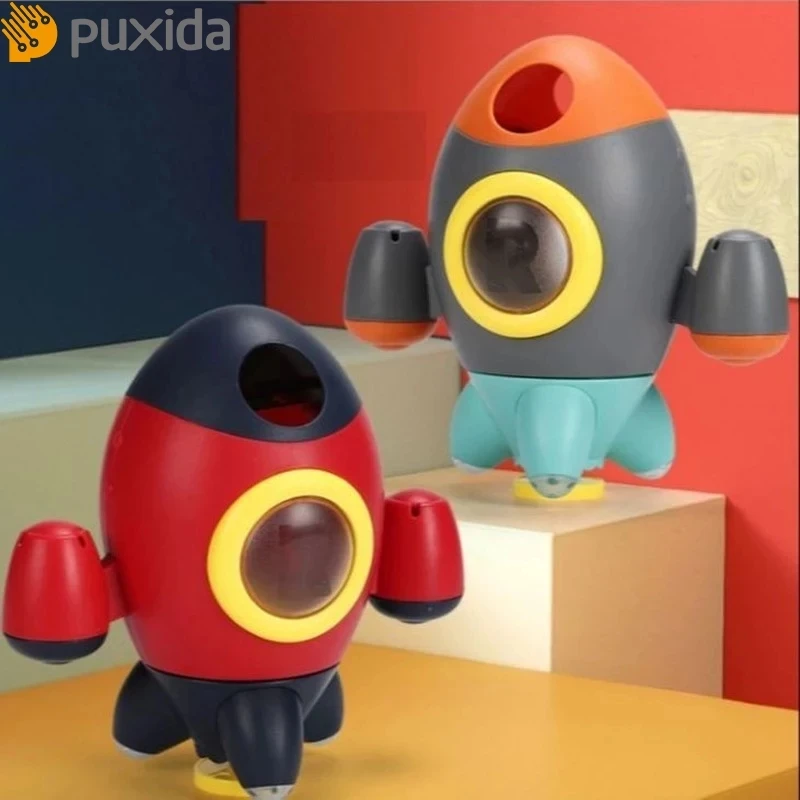 Puxida Space Rocket Bathtub Toy Rotating Spray Water Bath Toys For Kids Boys Girls Toddlers Birthday Gifts