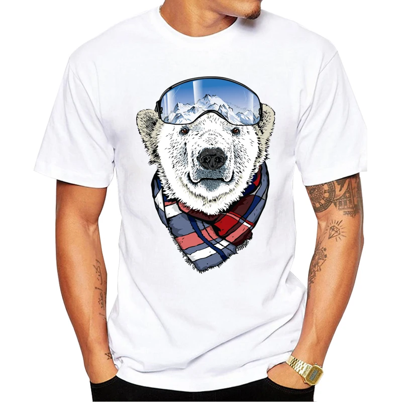 2021 Men's New Fashion Adventurer Bear Design Short Sleeve T-Shirt Cool Animal Printed Tops Hipster Tee Shirts | Мужская одежда