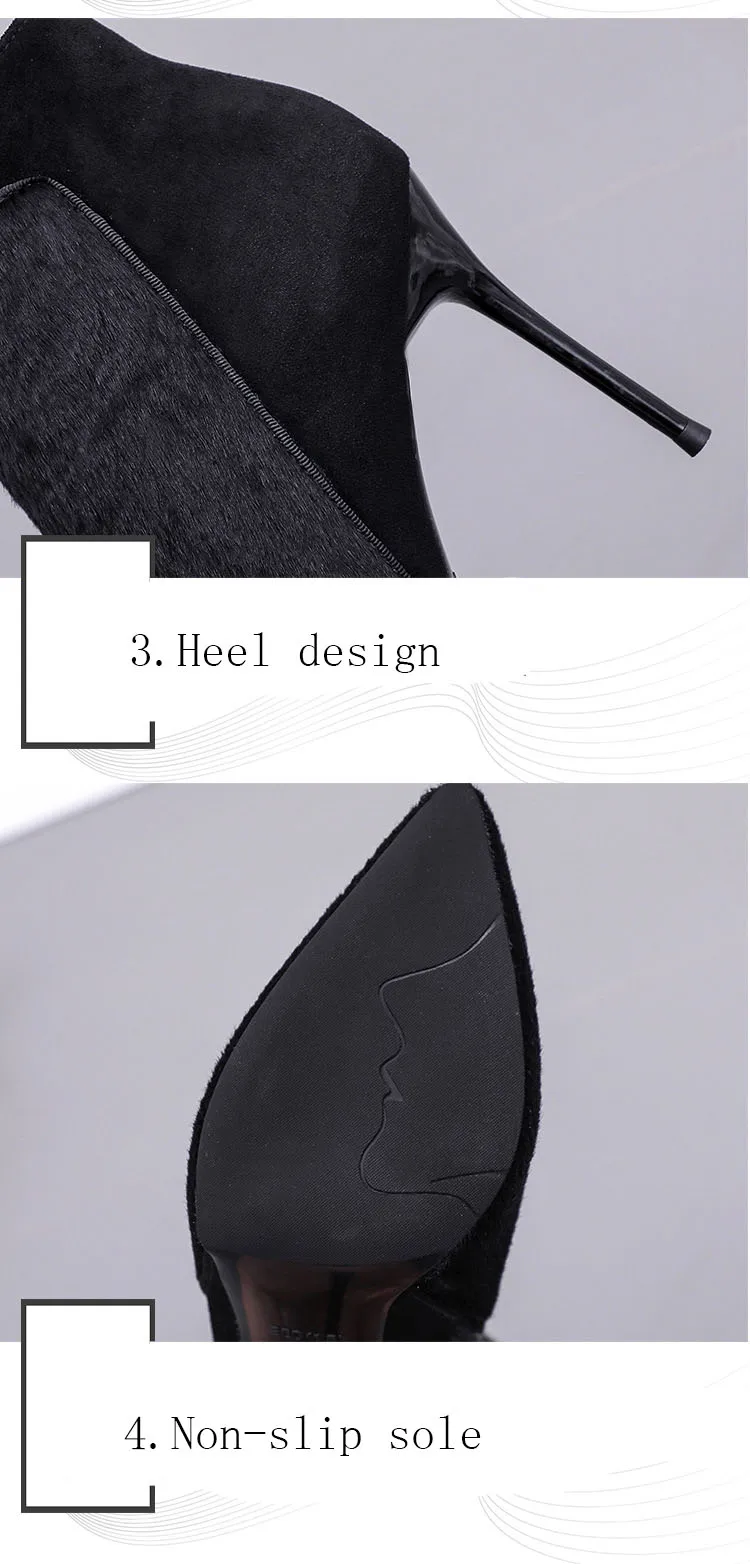 COWCOM Autumn Winter Temperament High Heel Slim Boots Stiletto Pointed High Heel Boots Women Shoes JXQ-830-2