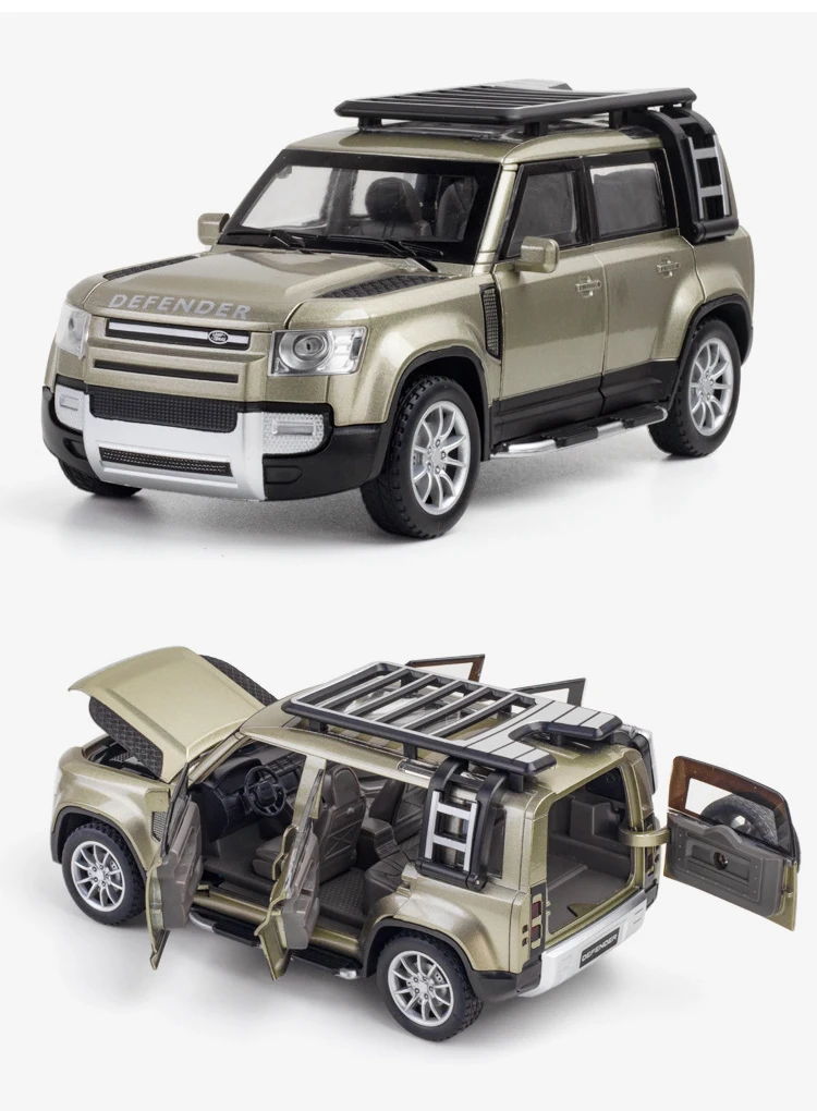 Modelo de Metal com Luz e Som Simulação Escala Land Defender Rover Diecast Liga Carro Veículo Brinquedos Coleção 1:24 Orv 2022 8 com luz e som 2020 land defender