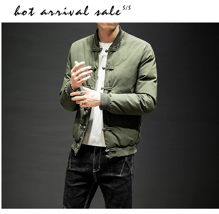 Winter New Style Chinese-style Frog Small Stand Collar Solid Color Thick Warm Youth Shorts Fashion Cotton-padded Clothes