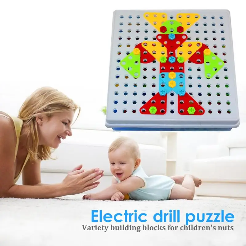 remarkable  Children Toys Electric Drill Nut Assembled Tool Match Tool kids Puzzle Assembled Building Block Set