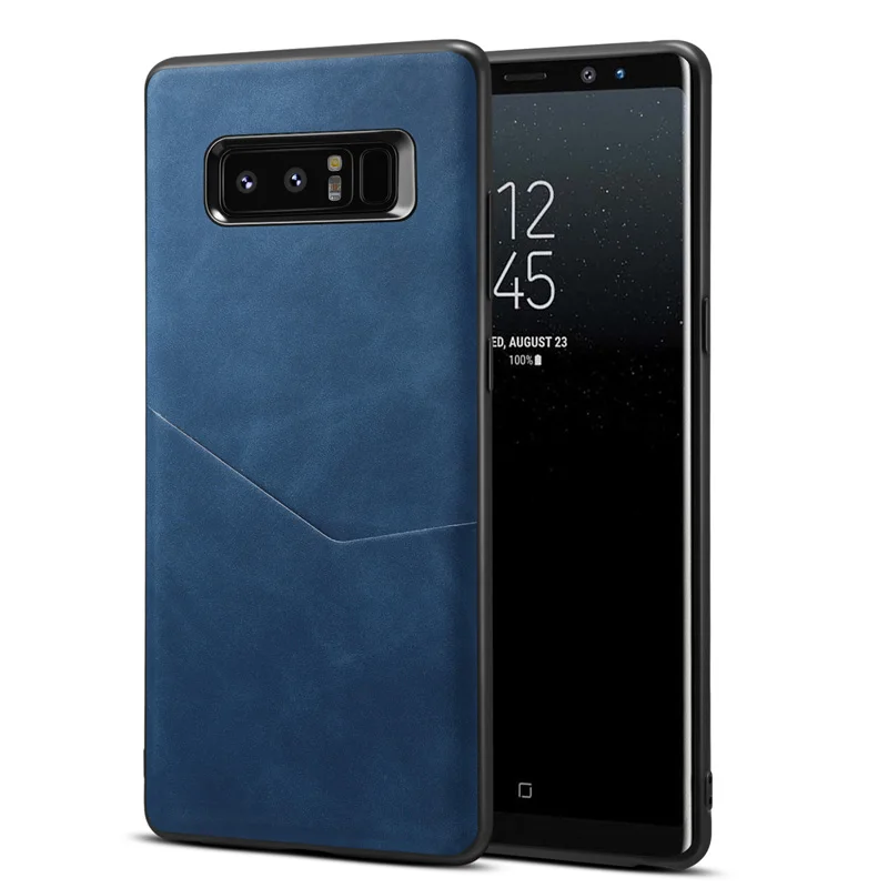 Чехол из искусственной кожи для samsung Galaxy S10 S10 Plus, жесткая задняя крышка для samsung Galaxy Note 10, 9, 8, Note 10 Plus, чехол для кредитных карт - Цвет: Blue