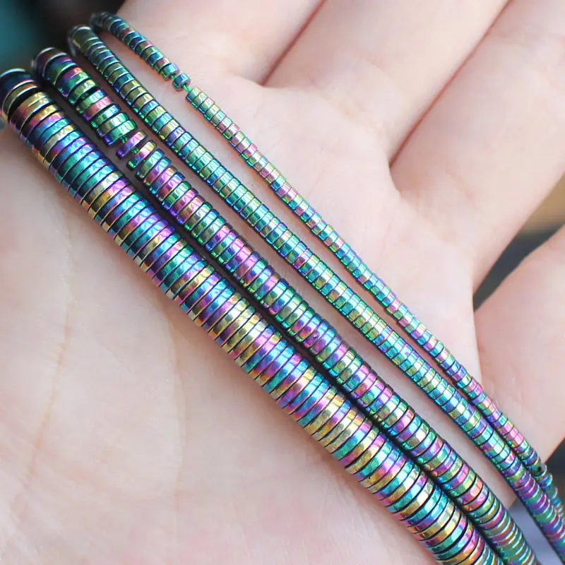 Натуральное гематитовое покрытие цвет форма диска 1x2-6мм 15 дюймов на прядь, для DIY ожерелье браслет ювелирных изделий - Цвет: Multi-color