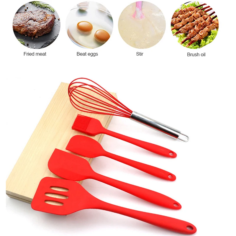 

5pcs/Set Silicone Kitchenware Set Scraper Kitchen Utensil Set Cooking Cookware Baking Tool Set Pot Spatula Silicone Spatula