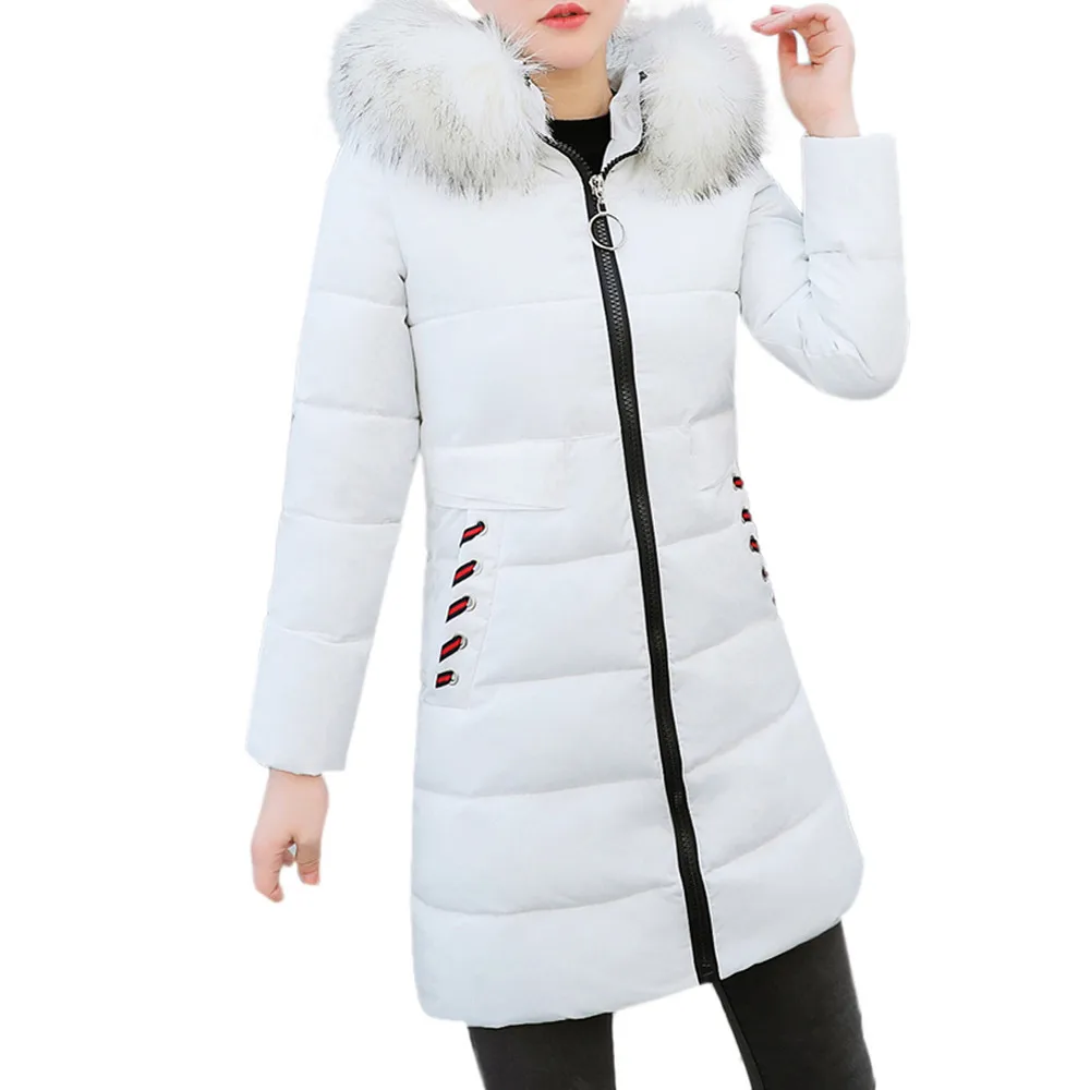 Новая зимняя куртка женская парка пальто длинный пуховик Плюс Размер Мода с капюшоном толстый пуховик куртки Женское пальто#830 - Цвет: WH
