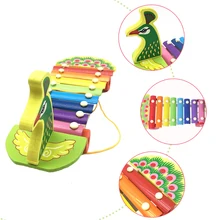 Детские деревянные Павлин трейлер пианино красочные милые ударные игрушки Раннее Обучение Образование музыкальный инструмент подарок