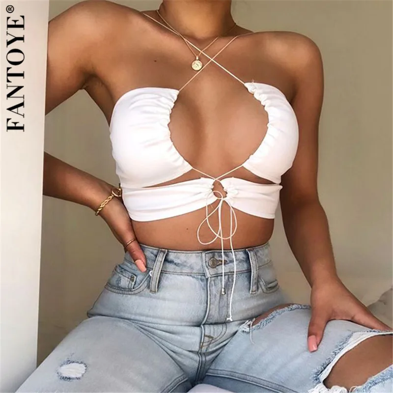 FANTOYE 2020 New Sexy V-Neck Tank Top Camis Women Backless Hollow Out Mini Crop Top Female Party Short Top Tee Streetwear Summer FANTOYE 2020 New Sexy V-Neck Tank Top Camis Women Backless Hollow Out Mini Crop Top Female Party Short Top Tee Streetwear Summer