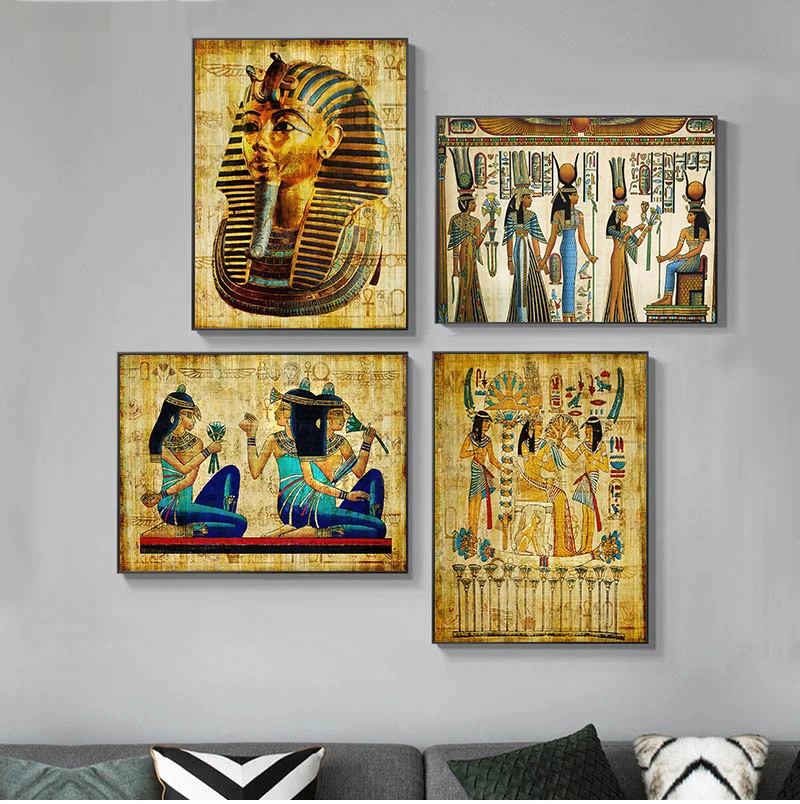Retro Egyptian Landscape Wall Picture for Living Room Religious Painting Canvas Art Poster and Prints Home Decoration No Frame |