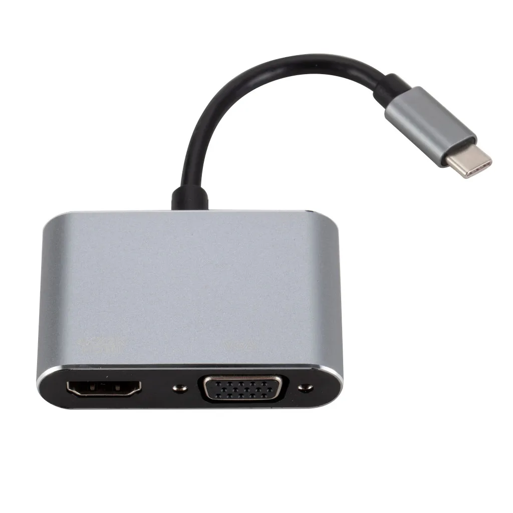Ouhaobin Type-C к HDMI VGA адаптер конвертер кабель 24K HD 1080P мульти-дисплей-в-1 аудио Adaptador |