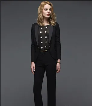 

New arrivals Early Autumn New OL Business suits Custom made Black long-sleeved pants suit Jacket +Pants