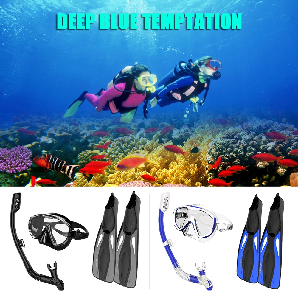 Snorkel Goggles Flippers Set Professional Scuba Diving Mask Set Snorkeling Glasses Swimming Fins Breath Tube Gear Package Diving Masks Aliexpress