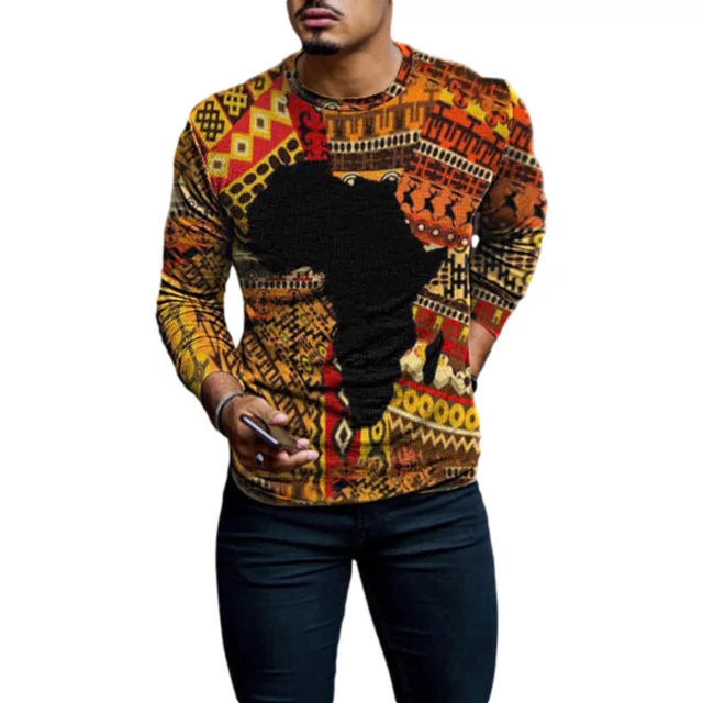 Tega Long Sleeve Printing Dashiki Shirt