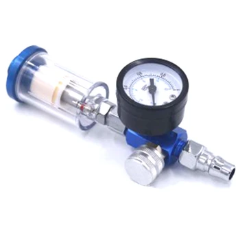 

Air Regulator Pressure Gauge & 1/4" Mini Inline Air Filter Separator Adjust Air Pressure Regulator Gauge Spray Gun