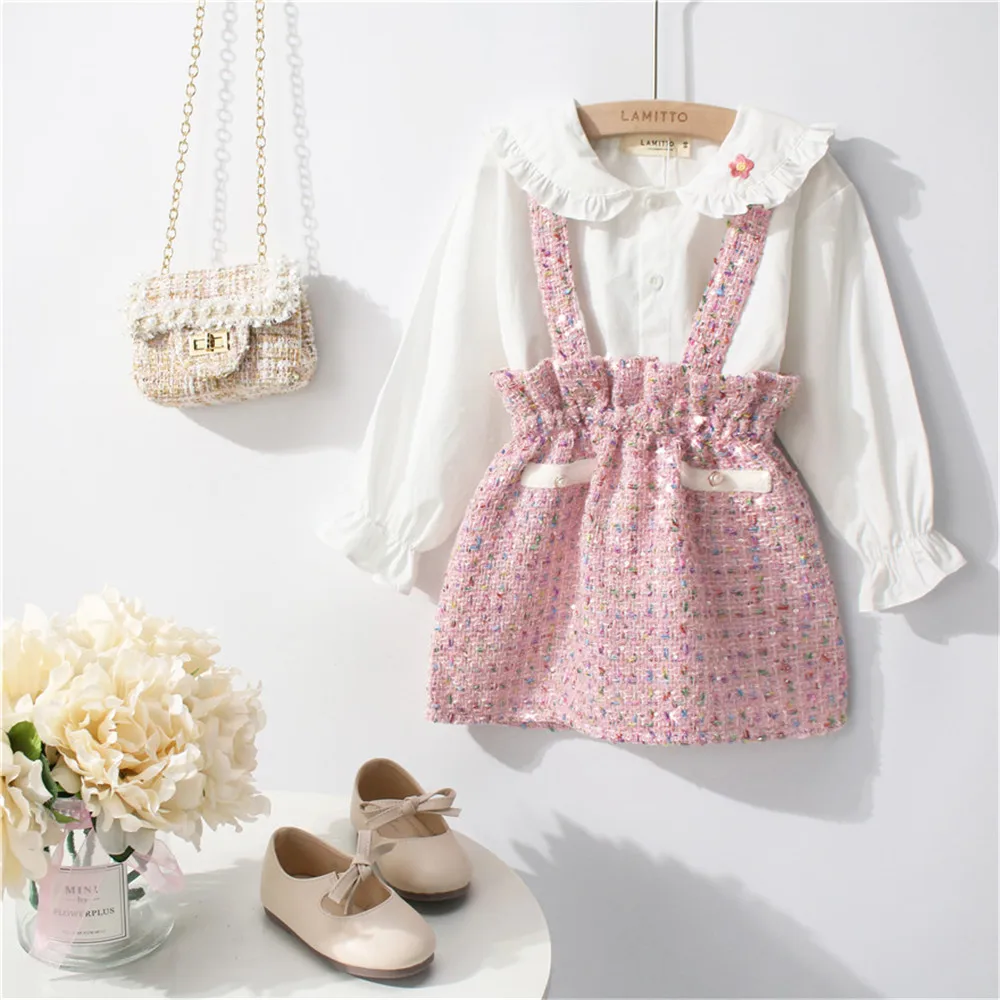 Tonytaobaby Spring New Baby Girl's Lace Sleeve Casual Kids Clothes Girls Ruffle Outfits | Мать и ребенок