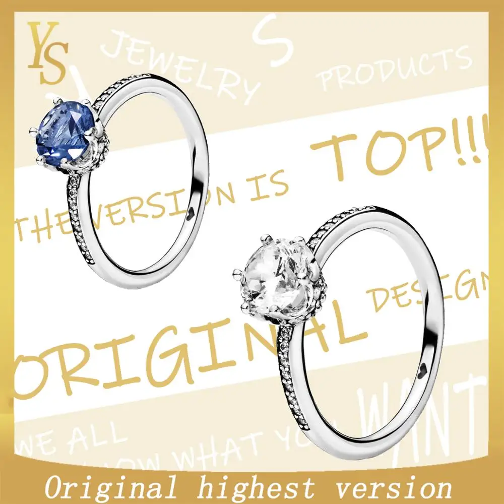 YS ring Стерлинговое Серебро Топ версия дизайн осень новое главное синее инкрустированное кольцо с голубым Цирконом индивидуальность популярная