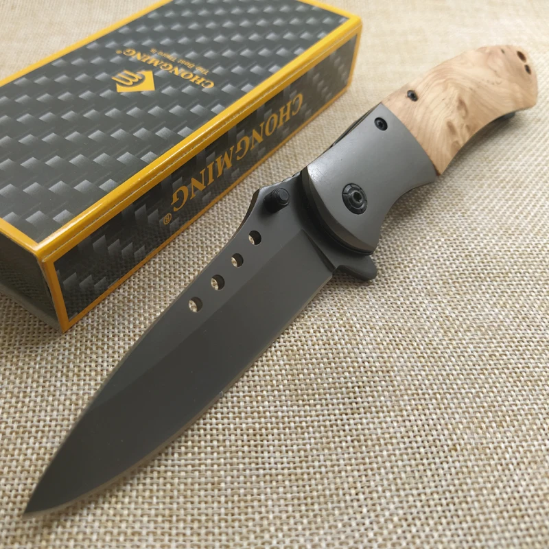 

8.3'' Damascus Tactical Folding Knife 440C Steel Blade Pocket Hunting Camping Knife Survival Outdoor Tool Wood Handle knife