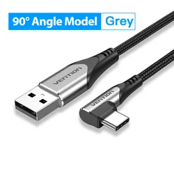 Vention 90° Fast Charging USB - C Cable - 0.25m (90 Degree Grey)