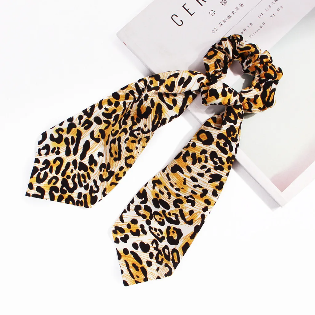 Пучки волос аксессуары для волос повязка для волос деловые вечерние женские элегантные винтажные леопардовые пятна горошек ретро голова галстук-лента сатиновый шарф