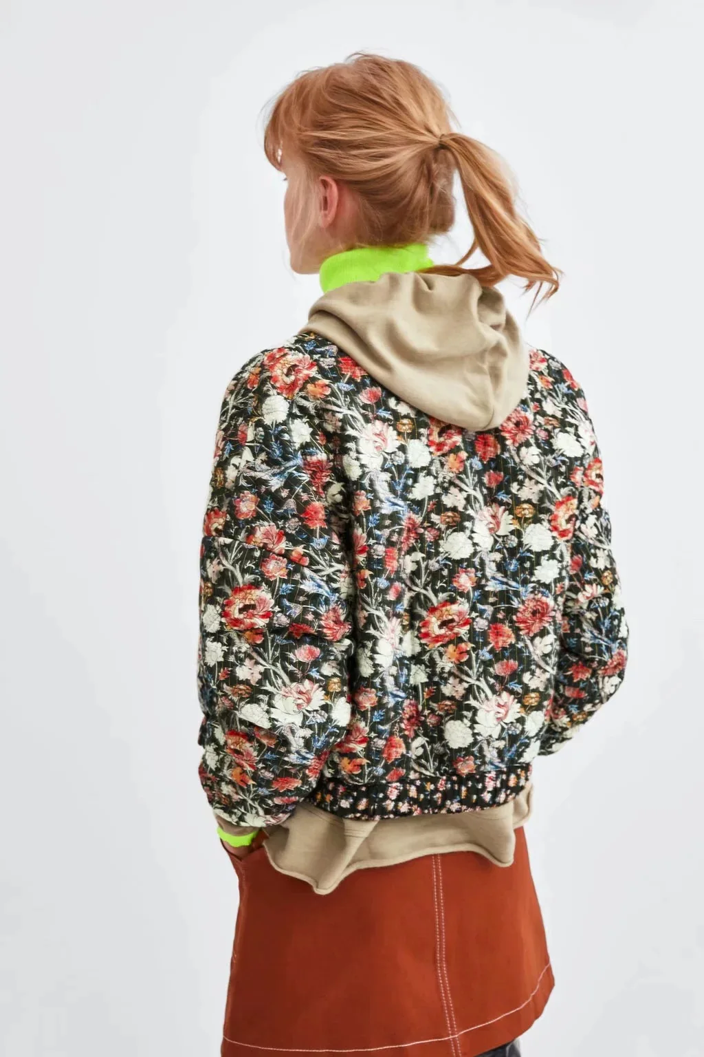 AliExpress осень и зима женское платье цветочный принт Стенд воротник куртка на молнии мягкий короткий тонкий хлопок пальто