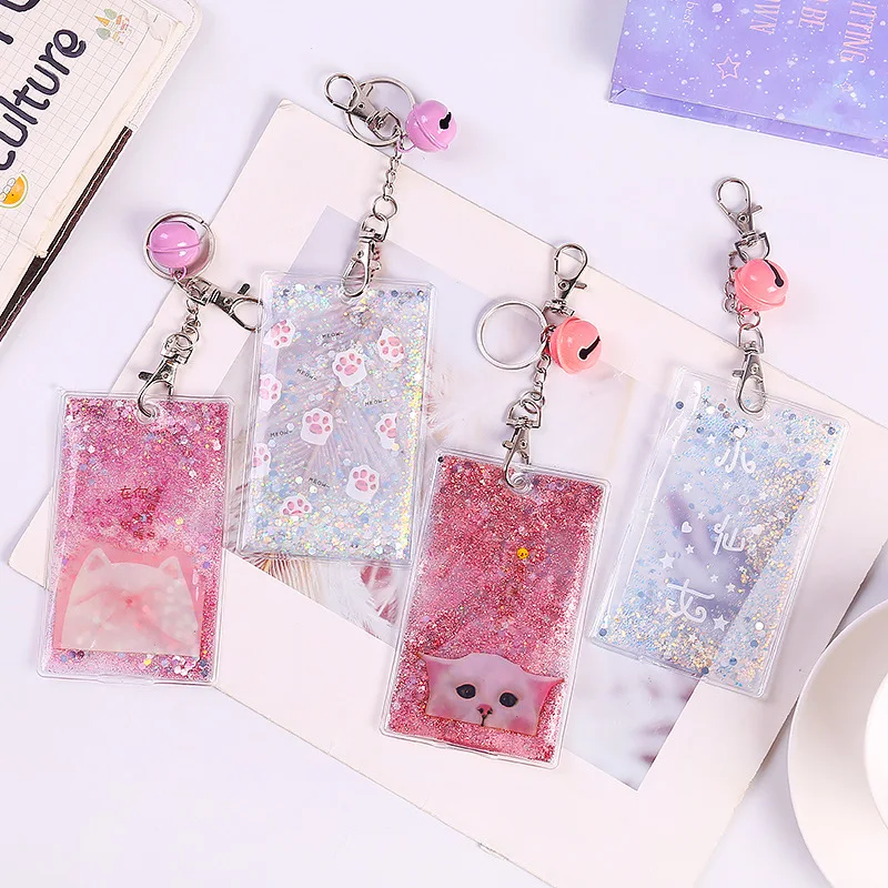 

Korean quicksand bus card set small fresh protective cover student rice card access control certificate set keychain