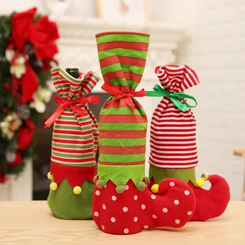

1 Pc Christmas Gift Bag New Year Home Creative Decorations Elves Bottle Glass Bottle Packaging Cloth Craft Festival Production