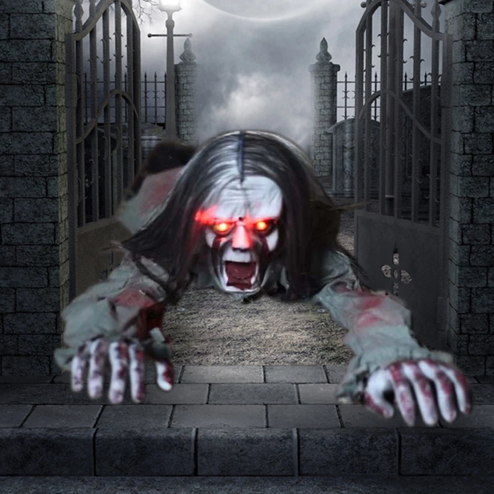 

Halloween Party Decorations Horror Layout Crawling Ghosts Voice Control Toy Electric Eye Glow Crawling Ghost Haunted House Prop