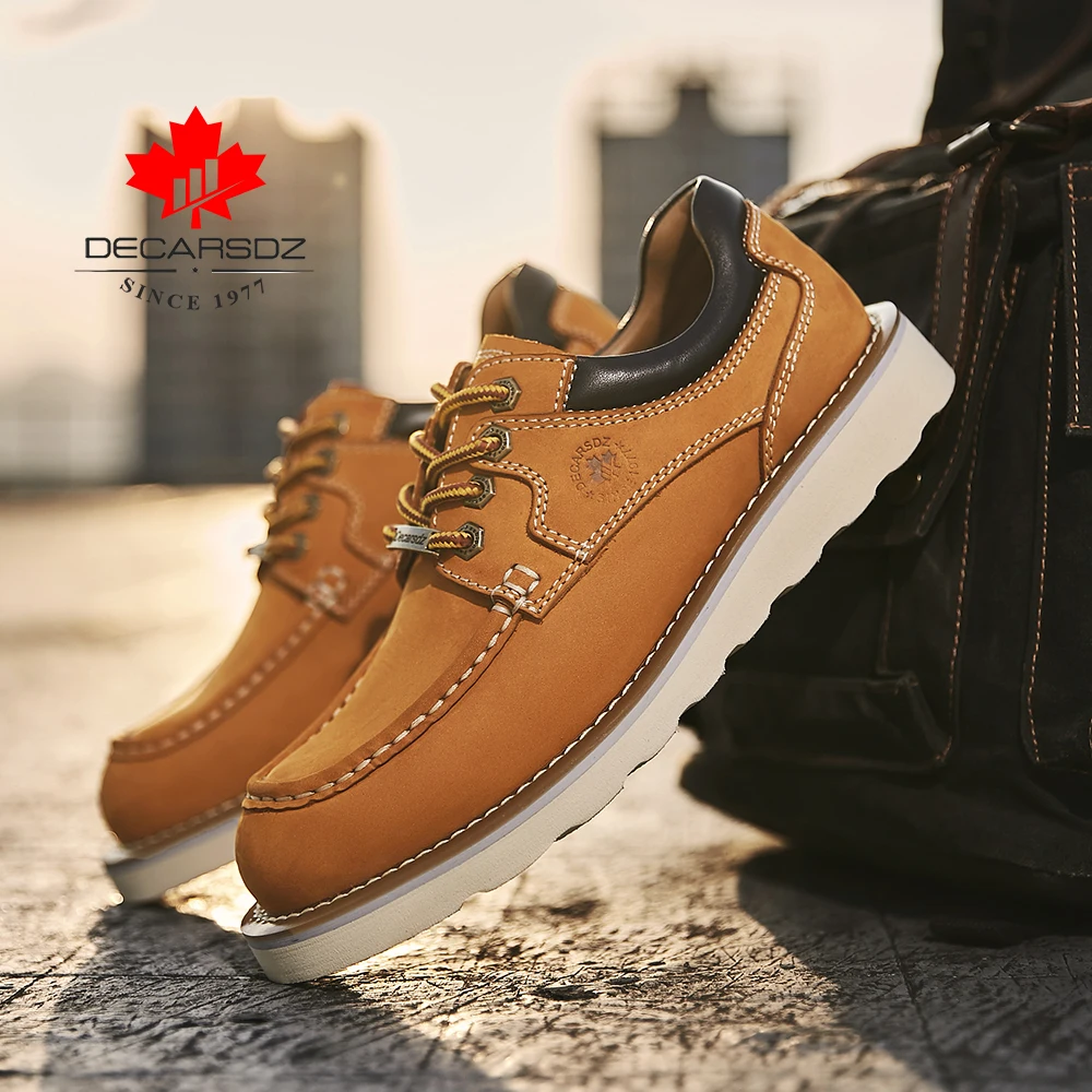 DECARSDZ Genuine Leather Shoes Man 2021 New High Quality Cow Leather Comfy Lace-Up Men Casual Shoes Office Men Shoes Size 38-45 1