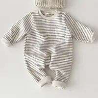 Newborn Baby Striped Romper Spring Infant Boys Girls Casual Jumpsuit Toddler Kids Fleece One-piece Babies Warm Winter Clothes 5