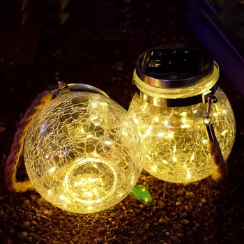 

Solar Lantern LED Suspended Glass Jar Solar Light Outdoor Waterproof Glass Table Lamp