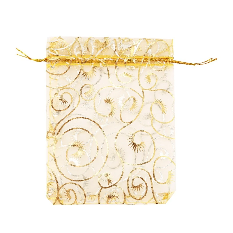 

100pcs Champagne Eyelash Organza Drawstring Pouches Jewelry Party Wedding Favor Gift Bags 3.5"x4.3