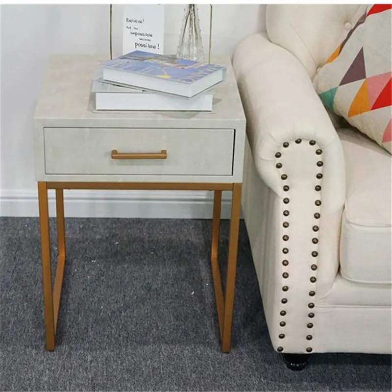 

Simple Bedside Table Cabinet Bedroom Locker FCH Leather Drawer Cabinet Beige