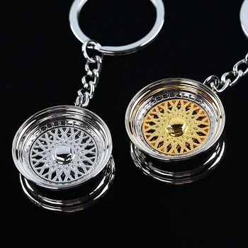 

1pc Rotatable Designs Red Auto Wheel Rim Keychain (Without Brake Discs) JDM Key Chain Auto Turbo Keyring Creative Keychain