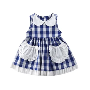 

6M-4Y Toddler Baby Kid Girls Plaid Dress Princess Peter Pan Collar Tutu Party Dresses For Girls Clothes Costumes