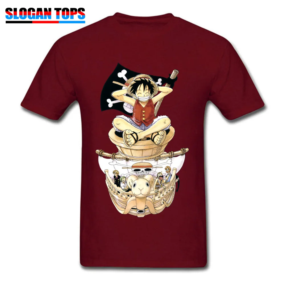 Print Geek T-shirts 2018 Discount NEW YEAR DAY Short Sleeve Crewneck Tops T Shirt 100% Cotton Men Unique Tee Shirt monkey d luffy roronoa zoro one piece maroon