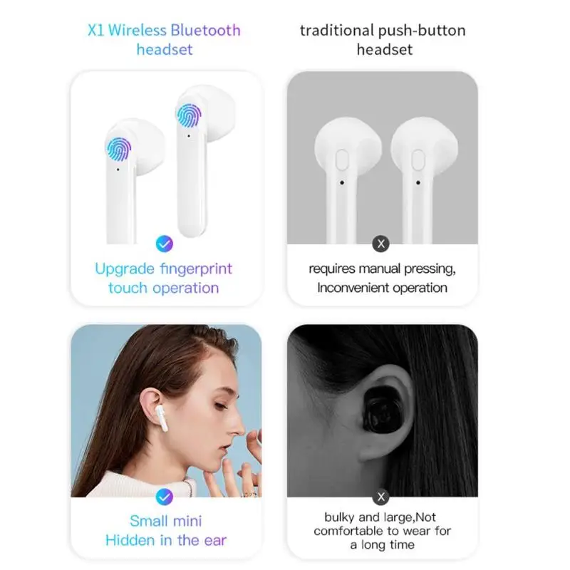 Bluetooth Headset Wireless Headset Bluetooth 5 0 Mini Wireless Earplug for iPhone X 8 Millimeter Samsung S8 Noise Reduction New