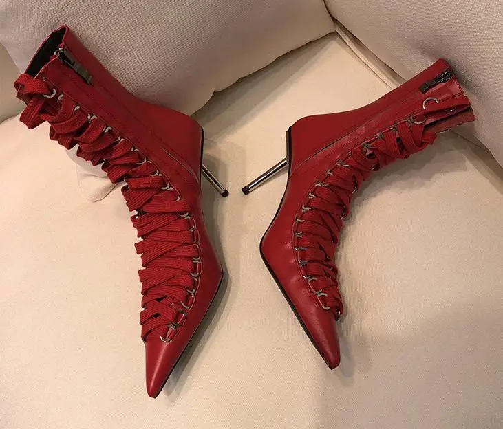 Подиумные сапоги; женские весенние ботильоны на очень высоком каблуке; Botas Mujer; Роскошные ботильоны наивысшего качества; женская обувь с острым носком - Цвет: As Pic