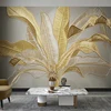 Custom Photo Wallpaper Wall Painting 3D Golden Embossed Banana Leaf Mural Luxury Study Living Room Bedroom Wallpaper Home Decor ► Photo 1/6