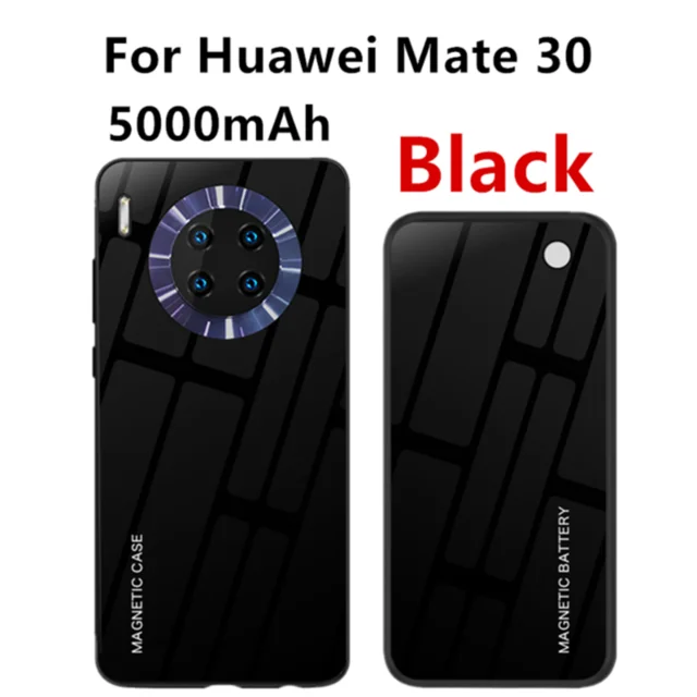 5000 мАч беспроводной зарядный чехол для аккумулятора huawei mate 30 Pro Магнитный чехол для аккумулятора для huawei mate 30 power Bank чехол для зарядного устройства - Цвет: Black For Mate 30