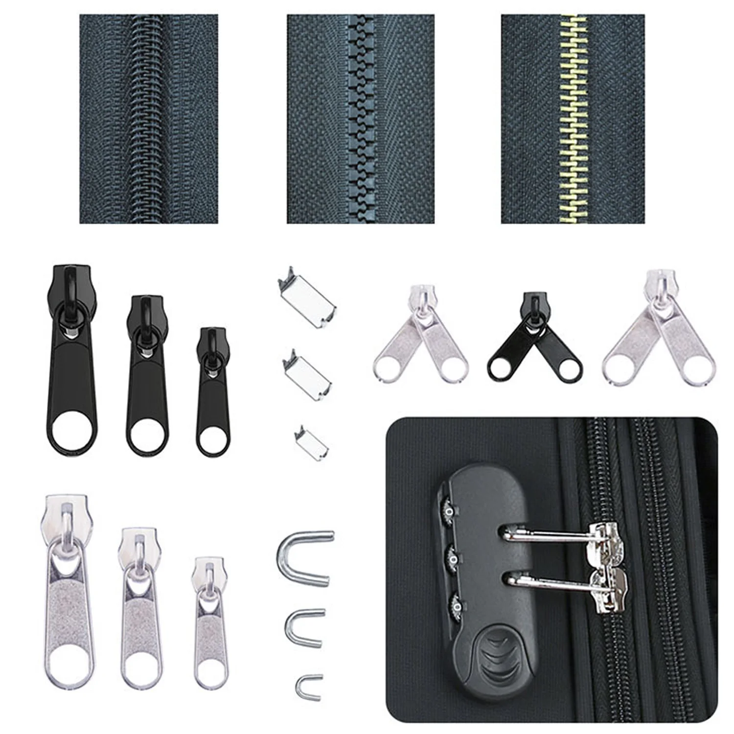 197pcs Antirust Zipper Repair Replacement Kit with Zipper Install Pliers  Tool for Clothing Trouser Pillow Laundry Bag Plush Toys - AliExpress