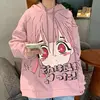 HOUZHOU Anime Hoodies Women Winter Fashion Kawaii Sweatshirt Long Sleeve Cute Tops Loose Print Plus Velvet Warm Pullover Women 2