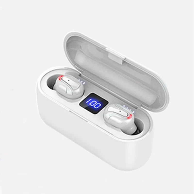 HBQ U Тип Q32TWS Bluetooth гарнитура 5,0 невидимые спортивные мини-наушники с светодиодный цифровой дисплей - Цвет: Белый