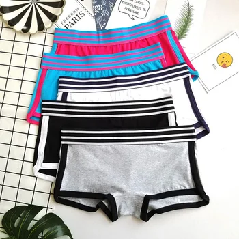 

Boyshorts Women Underwear Ultra-Soft Cotton Striped Waistband Neutral M-XXL