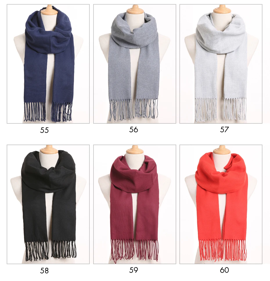 Plaid Winter Scarf Women Warm Foulard Solid Scarves Fashion Casual Scarfs Cashmere Bufandas Hombre
