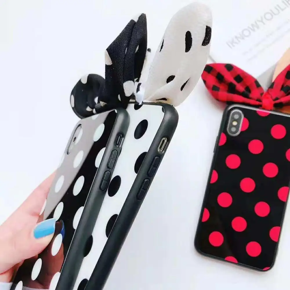 Для Iphone 6 6S 7 8 Plus X XS XR XSMAX Модный милый 3D чехол для мобильного телефона с волнистым бантом закаленное стекло грязеотталкивающий чехол - Цвет: 03