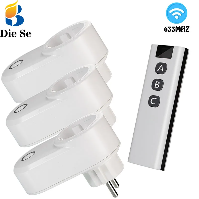 Wireless Remote Control Smart Socket EU UK French Plug Wall 433mhz  Programmable Electrical Outlet Switch 220v 230v LED