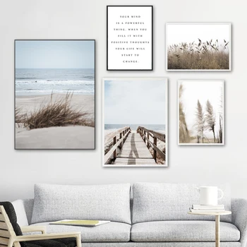 

Beach Reed Nature Landscape Photography Posters and Prints Gallery Wall Art Canvas Painting Pictures Living Room Wall Decoration