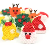 Shop Online for 25 Pieces Woolen Yarn Embroidery Christmas Tree Santa Patches Appliques: Festive Crafts Decoration