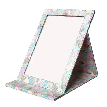 

Folding Travel Vanity Mirror with Desktop Standing Makeup Mirror for Cosmetic Personal Beauty Portable Mirrors PU Leather Mirror