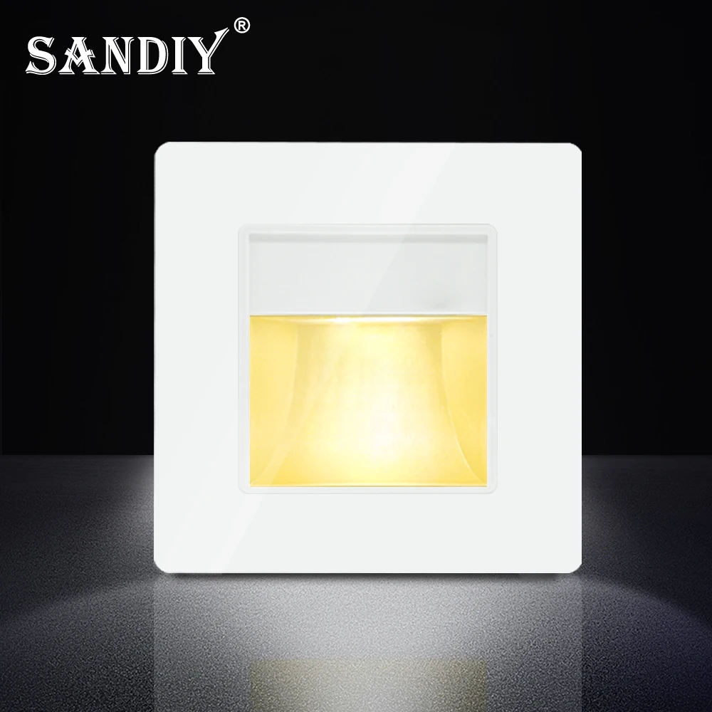 Led light, led wall lamp, wall light SANDIY Wall Lamp Recessed Step Light 2W 3W Led Stairs Lighting Interior Nightlights for Corridor Bathroom Ladder Luminaire 86Box